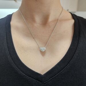 Swarovski Pavé Heart Pendant Necklace – Silver Tone